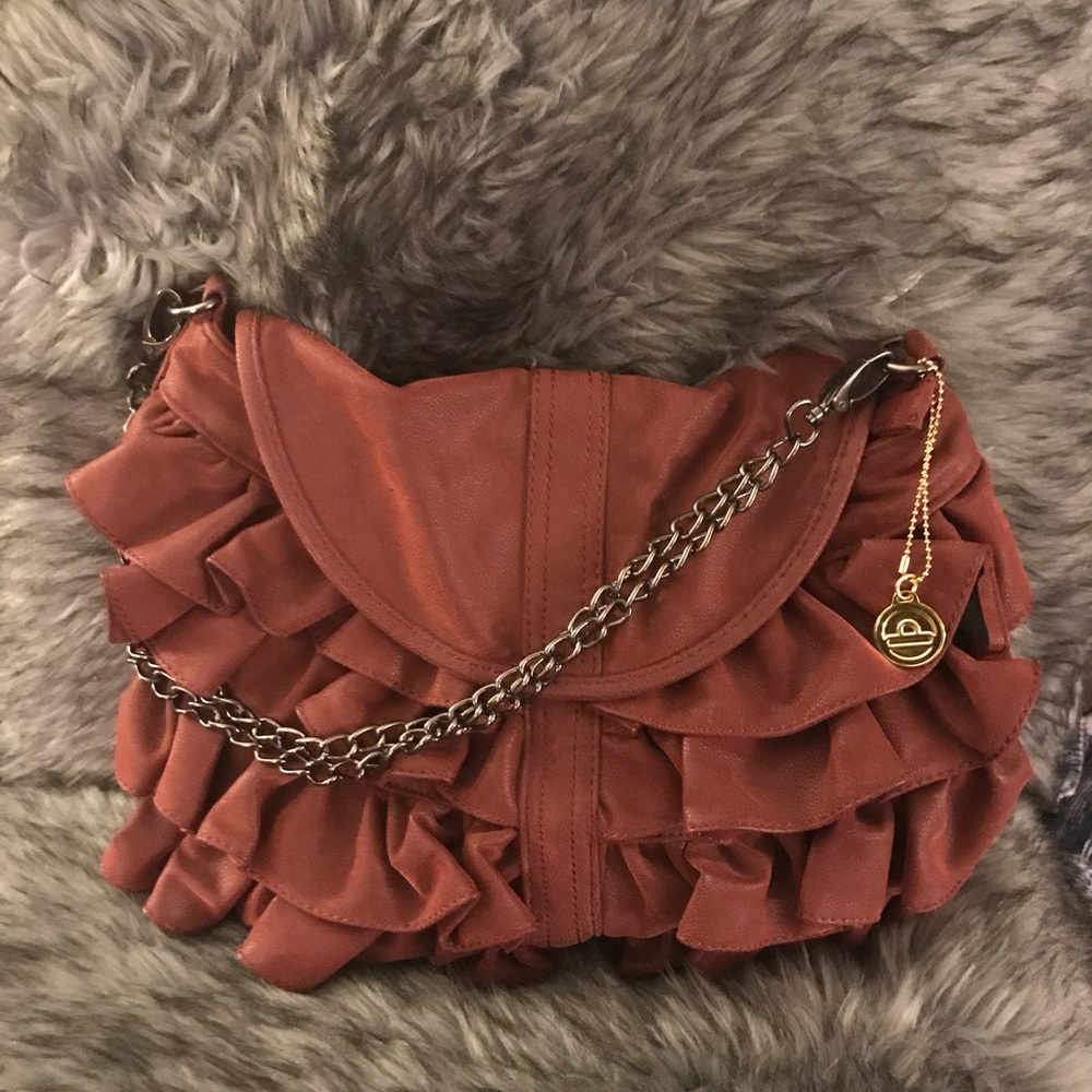 Big Buddha Ruffle Wine Color Convertible Purse